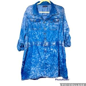 Ko Ko Ailis Cotton Chambray Tunic/Mini Dress Size 3X